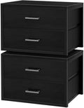 BOLUO Stackable Storage Drawers Closet Organizers and Storage Fabric 2 Drawer Dresser for Bedroom Set of 2 Black Modern by BOLUO