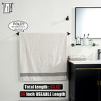 JQK Black Bath Towel Bar, 33 Inch 304 Stainless Steel Thicken 0.8mm Towel Rack Bathroom, Towel Holder Matte Black Wall Mount, Useable Length 30 Inch 2 Pack, TB110L30-PB-P2 - Image 3