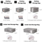 Under Bed Storage with Clear window/ 600D Sturdy Fabric, Underbed Storage Containers Bags for Clothes, Clothing, Blanket, Comforters (L（27.6x16.5x7in） for under bed storage, Light grey) - Image 4