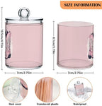 Fustylead 4 Pack Pink Cowgirl Boots with Ornament Plastic Apothecary Jar Set for Cotton Swab, Ball, Pad, Floss, Qtip Holder Dispensers for Bathroom Storage Organizer - Image 2