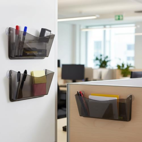 Azar Displays 250055-SMK Plastic Wall Mount File Holder with Suction Cups Smoke Colored, 4-Pack - Image 7