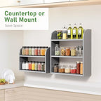 ROMGUAR CRAFT 3 Tier Bamboo Spice Rack, Countertop or Wall Mounting, Grey - Image 4