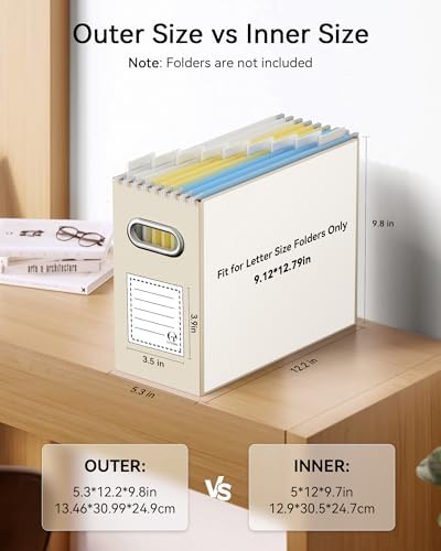 Oterri Portable Collapsible Cardboard File Box with Handle for Letter-Size - Image 2