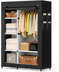 Simple Deluxe Wardrobe with lid, Clothes Rack for Hanging Clothes, 40.7" W x 17.5" D x 64.2" H Garment Rack，Max Load 143LBS，Black Rack with Black Cover by SimpleDeluxe