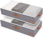 Yawinhe Pack of 2 Underbed Storage Bags, Foldable Clothes Storage with Clear Window, for Duvets, Clothes, 80 x 40 x 15 cm, Grey by Yawinhe