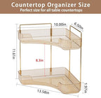 shuang qing 2-Tier Corner Bathroom Counter Organizer – Classic Storage Shelf for Makeup, Perfume & Toiletries, Space-Saving Countertop Tray Fits Bathroom, Dresser, Kitchen (Vintage Gold) - Image 2