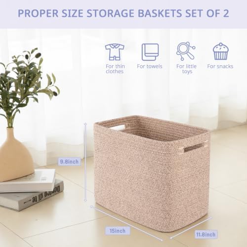 OIAHOMY 2 PACK Tall Storage baskets 30L Collapsible Storage Bins Pure Brown - Image 4