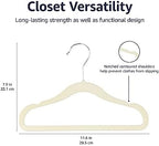 Amazon Basics Kids Space Saving Velvet Non-Slip Clothes Hangers with Shoulder Notches for Infant and Toddler, 11.6", Beige, 50-Pack - Image 4