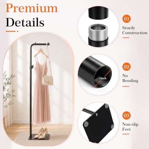 L-shaped Clothes Rack 64-inch Metal Clothing Stand Heavy-Duty Coat Rack - Image 5