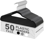 50 Pack Slim Plastic Clothes Hangers, Black by MOERKADA