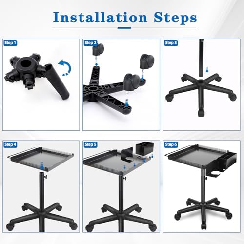 Rolling Salon Tray on Wheels with Storage Platform and Braiding Hair Rack - Image 6