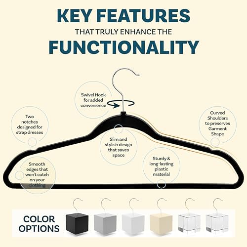 DEILSY™ Non-Velvet Black Plastic Hangers Slim Hangers 50 Pack for Closet - Image 4