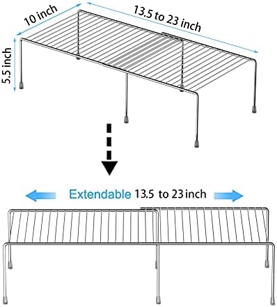 Redrubbit Cabinet Storage Shelf Rack, Expandable Metal Rustproof Kitchen Counter and Cabinet Shelf, Storage Rack Organizer Space Saver for Kitchen, Fridge, Cabinet, Bathroom, Chrome, Set of 6 - Image 3