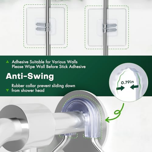 Sewulidon Stainless Steel Shower Caddy Hanging for Handheld Shower Heads,Rustproof Hose Shower Organizer Adjustable Length Shower Rack with 24 Hooks,Razor Holder,Soap Holder - Image 4