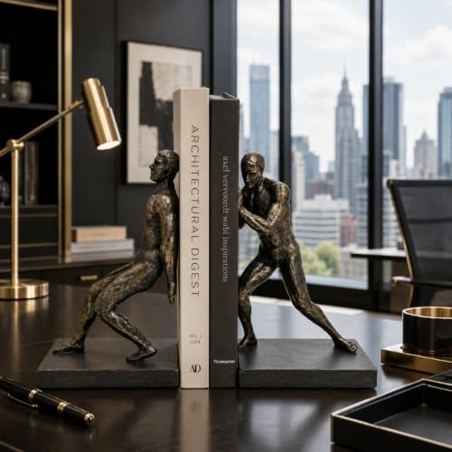 Comfy Hour 13 Inch Gymnastic Men Bookends, Bronze Athlete, Set of 2 - Image 3