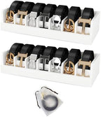 Belt Organizer for Drawer - Bamboo Belt Storage Organizer | Belt Rack for Closet Wall Mount Men Women Tie Sock Bra Scarf Ribbon(White, 2 * 7Grids) by Dexgva