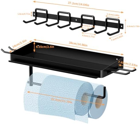 SUNTECH Garage Paper Towel Holder with Tool Hanger Wall Mount, Black - Image 4