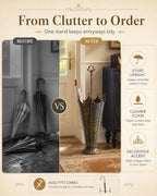 Vintage Umbrella Holder for Entryway, Metal Decorative Umbrella Stand - Image 3
