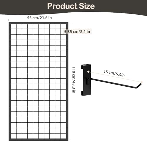 3pcs Grid Wall Panels Display Stand -Wire Grid Hanging Rack with 30 Hooks, Freely Assembled Art Display Panels/Workshop Wall Mount Storage Rack Garage Organization - Image 2