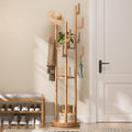 Yoobure Rotary Coat Rack Freestanding - Solid Wood Coat Tree with 9 hooks & 3 Storage Shelves for Purse, Bag, Jacket, Hat, Corner Hanger Stand Racks for Hall, Entryway, Office, Modern Clothes Holder by Yoobure