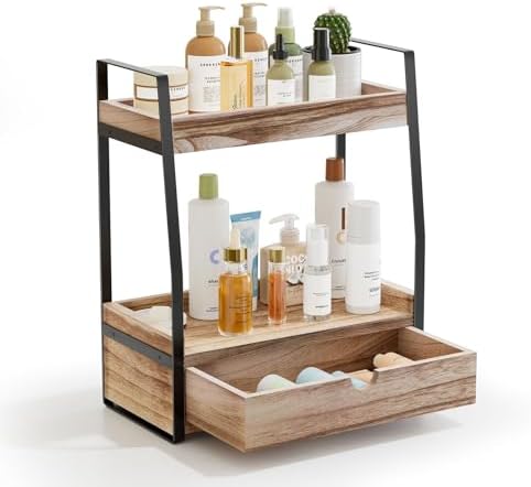 Boulphia 2-Tier Bathroom Organizer Countertop, Bathroom Sink Organizer Countertop, Vanity, Counter Shelf, Brown by Boulphia