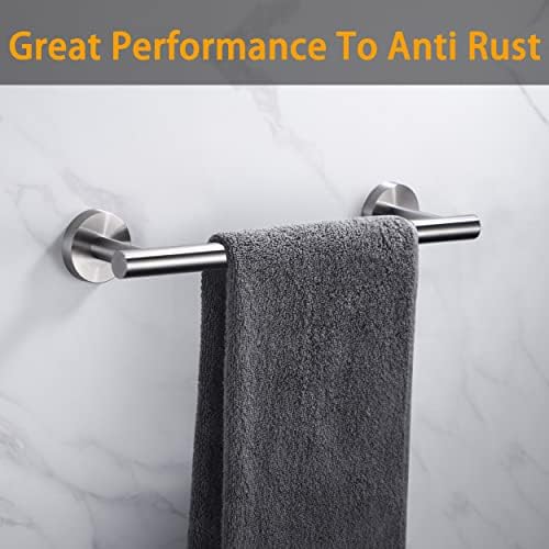 Nolimas 12 Inch Bath Hand Towel Bar SUS 304 Stainless Steel Towel Rod Rack Holder Round Wall Mounted Suit for Kitchen, Living Room&Toilet, Bathroom,Anti Rust Brushed Nickel-2 Pack - Image 5