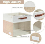 Bagnizer Storage Cubes, 4 Pack Linen Foldable Storage Bins with Clear Window and 2 Handles, 13x15x13 Storage Cube Bins for Shelf Closet, Kallax, Clothes, Books - (Beige / Off-White) - Image 5