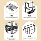 6-Tier Stackable Closet Organizers and Storage Basket - Foldable Closet Shelf Organizer System, Sturdy Metal Space-Saving Clothes Storage Bins for Wardrobe, Black - Image 4