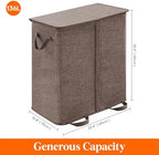 Lifewit Double Laundry Hamper with Lid, Removable Laundry Bags, Brown - Image 5