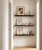 24 Inch Rustic Wood Floating Shelves Farmhouse Wooden Wall Shelves for Bathroom Bedroom Living Room Kitchen Office Set of 4 Brown - Image 2
