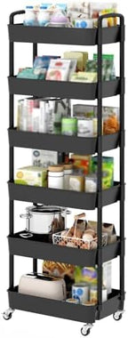Sywhitta 6-Tier Plastic Rolling Utility Cart with Wheels for Storage,Black by haseverythingyouneed