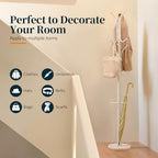Yoobure Metal Coat Rack Freestanding with Marble Base, Coat Tree with 12 Hooks & Umbrella Holder, Coat Hanger Stand for Corner Entryway Bedroom Office, Heavy Duty Coat Rack Stand for Clothes Hats Bags - Image 6