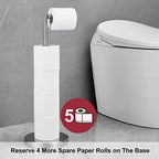 Foldable Toilet Paper Dispenser SUS304 Stainless Steel Free Standing Toilet Paper Holder Stand Modern Floor Bathroom Storage Freestanding 4 Rolls of Toilet Tissue Stand (Brushed Nickel Finish) - Image 5