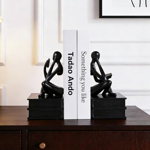 Heavy Duty Book Ends for Shelves, Thinker Bookends Set of 2 Decorative Book Ends for Heavy Books, Modern Unique Shelf Decor for Home Office Living Room Desk - Image 6