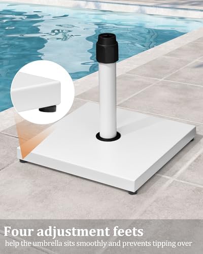45lbs Patio Umbrella Base, Heavy Duty Stand Outdoor, White - Image 6
