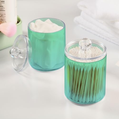 4 Pack Qtip Holder Dispenser with Lids,Green Gradient Storage Containers,Bathroom Canisters Organizer for Cotton Ball,Cotton Swab,Cotton Round Pads,Floss 21214689 - Image 4