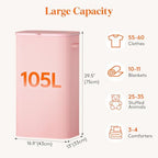 Lifewit 105L Large Laundry Hamper with Lid, Removable Inner Bag, Pink - Image 3