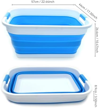 SAMMART 41L (10.8 gallon) Collapsible Plastic Laundry Basket - Foldable Pop Up Storage Container/Organizer - Portable Washing Tub - Space Saving Hamper/Basket (Rectangular, Sky Blue) - Image 4