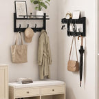 29” Coat Rack Wall Mount with Shelf, Coat and Key Hanger with Metal Hooks - Image 6