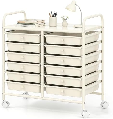 COSTWAY 12-Drawer Rolling Storage Cart, Utility Storage Organizer Cart by COSTWAY