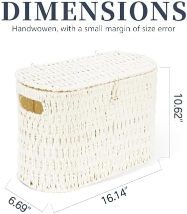 Coeusy Toilet Paper Storage Basket with Lid, Wicker Basket for Bathroom - Image 2