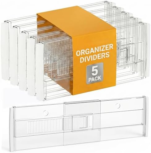 5 Pack 5.9 Inch Tall Clear Drawer Dividers, Adjustable Drawer Dividers for Clothes, 12.2"–20" Expandable Plastic Drawer Organizer Dividers for Home Closet, Kitchenware, Nursery Storage by Unknown