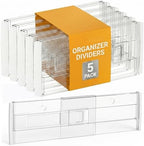 5 Pack 5.9 Inch Tall Clear Drawer Dividers, Adjustable Drawer Dividers for Clothes, 12.2"–20" Expandable Plastic Drawer Organizer Dividers for Home Closet, Kitchenware, Nursery Storage by Unknown
