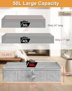 punemi 6.7 in High Under Bed Storage Containers with Zipper Lid, 3Pack,Grey - Image 2