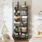 Over The Door Organizer, 6-Tier Heavy-Duty Metal Mesh Rack, Adjustable Large Baskets, 2-in-1 Hanging or Wall Mount Spice Rack, Behind The Door Organizer for Bedroom Closet Bathroom Pantry Kitchen - Image 3