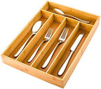 Restaurantware-13 x 10 x 1.9 Inch Silverware Tray, 1 Durable Cutlery Tray - 5 Compartments, Shatterproof, Natural Bamboo Utensil Tray, Chip-Resistant, For Knives, Forks, And Spoons by Restaurantware