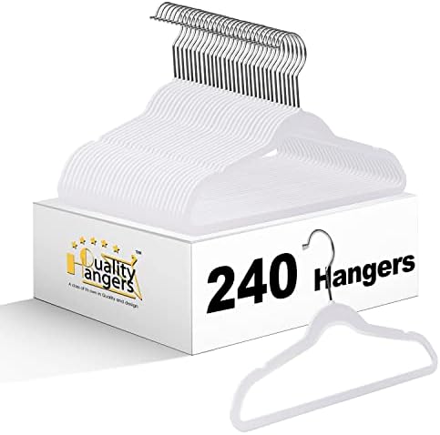 Quality Children's Plastic Non Velvet Non-Flocked Thin Compact Hangers Swivel Hook for Shirts Blouse Coats (White, 240) by QualityHangers