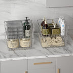 Slideep Large Stackable Storage Baskets Cabinet Organizer Sturdy Metal Wire Pantry Freezer Bin for Pantry Home Bathroom Kitchen Organization 4 Packs - Image 5