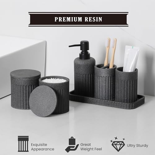 INIUNIK Bathroom Accessory Set, 6 Pieces, Dark Grey - Image 6