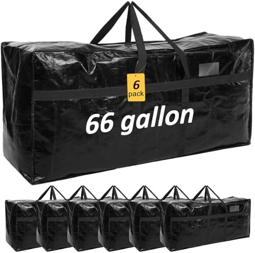 6 Pcs 66 Gallon Extra Large Moving Bags Heavy Duty Storage Bag by Clysee